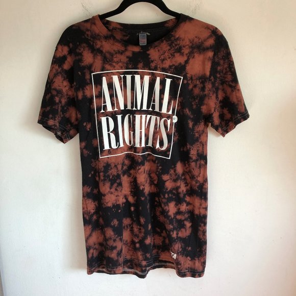Peta Animal Rights Bleached Black T-Shirt  M - Picture 1 of 5